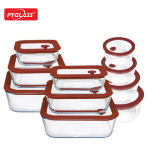 PYGLASS 10 Pack Glass Food Storage Containers with Glass Lids | Microwave & Freezer Safe