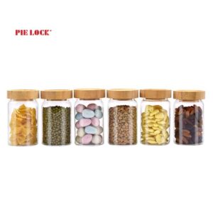 Mouth blowing borosilicate glass food storage jar clear glass canister with bamboo lid