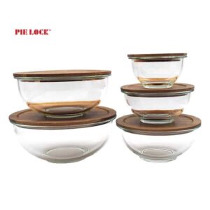 Round High Borosilicate Glass Mixing Bowl Heat Resistant Glass Salad Bowl Set