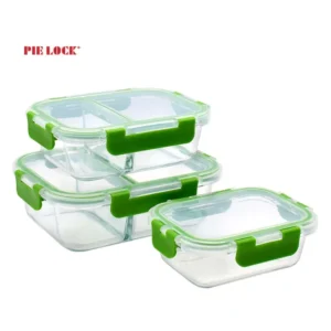 Divided Glass Container Green Lid - Eco-Friendly, Airtight, Versatile Food Storage